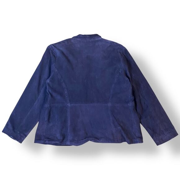 Eileen Fisher Purple Italian Goat Suede Open Front Blazer Jacket Size M - Picture 5 of 9